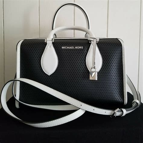 black and white michael kors|Michael Kors black purse small.